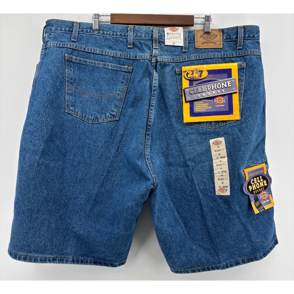 Dickies 24/7 Denim Work Shorts Men's Blue Cell Phone Pocket Relaxed Fit 48 NWT